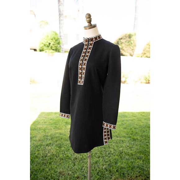 Vintage Mid Century Mod Retro Black Dress - Picture 4 of 8